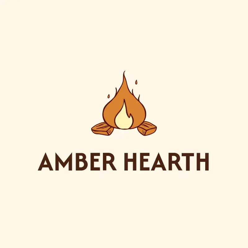 The soap business name Amber Hearth as a branded logo with a color icon