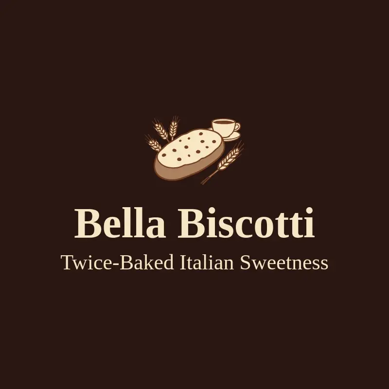 The Italian restaurant name Bella Biscotti as a branded logo with a color icon