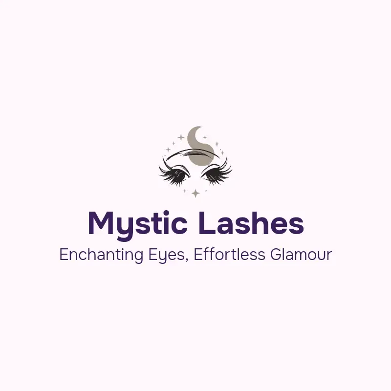 The lash name Mystic Lashes as a branded logo with a color icon