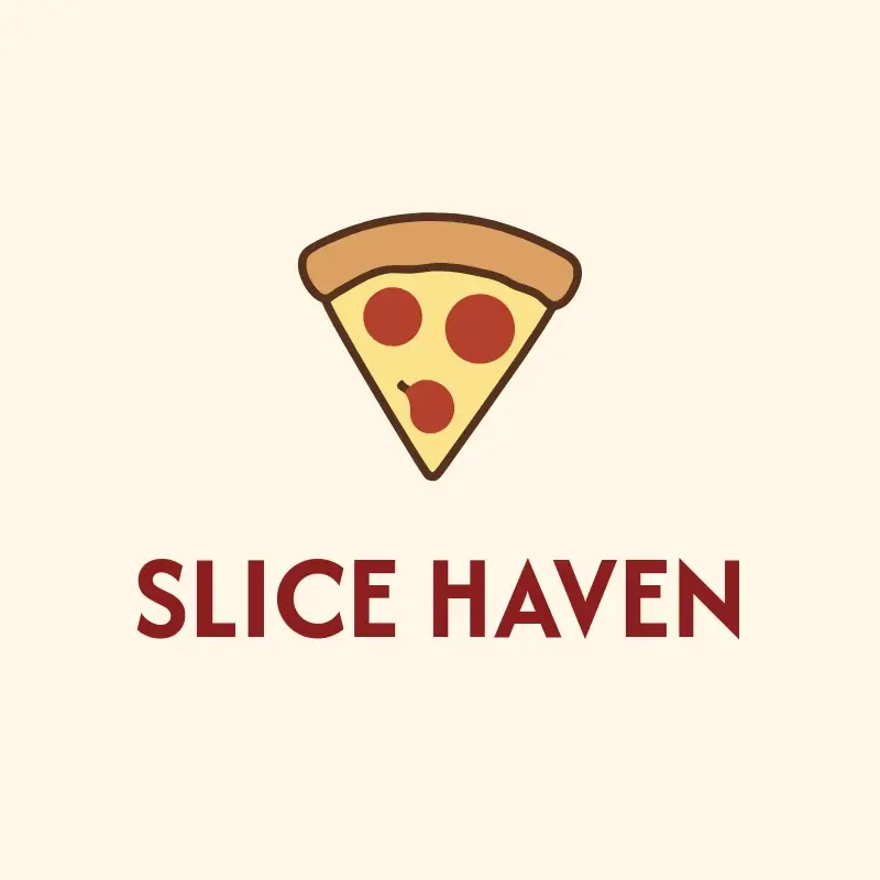 The pizza shop name Slice Haven as a branded logo with a color icon
