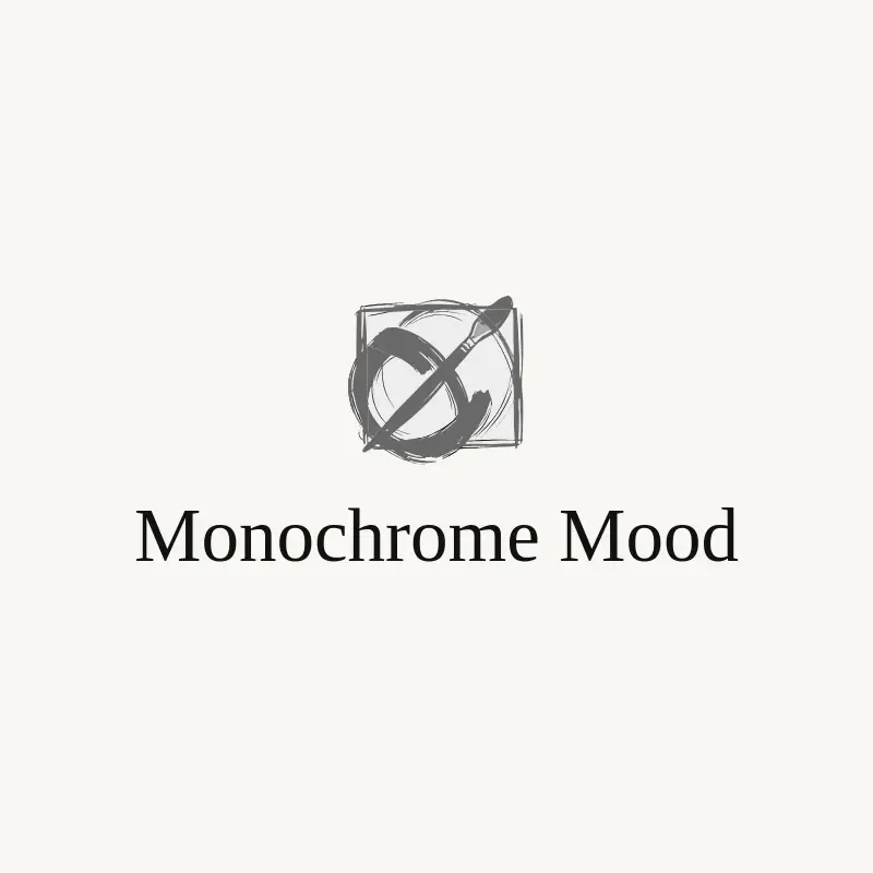 The art business name Monochrome Mood as a branded logo with a single color icon