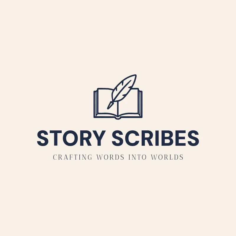 The pen name Story Scribes as a branded logo with a single color icon