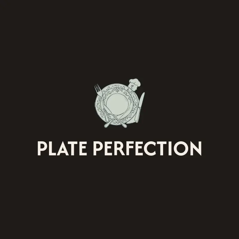 The catering name Plate Perfection as a branded logo with a single color icon