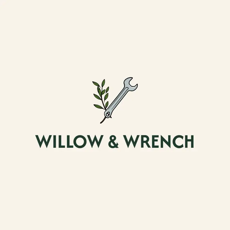 The handyman business name Willow & Wrench as a branded logo with a color icon