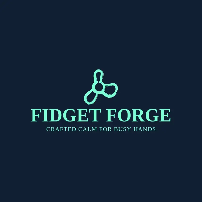 The toy company name Fidget Forge as a branded logo with a single color icon