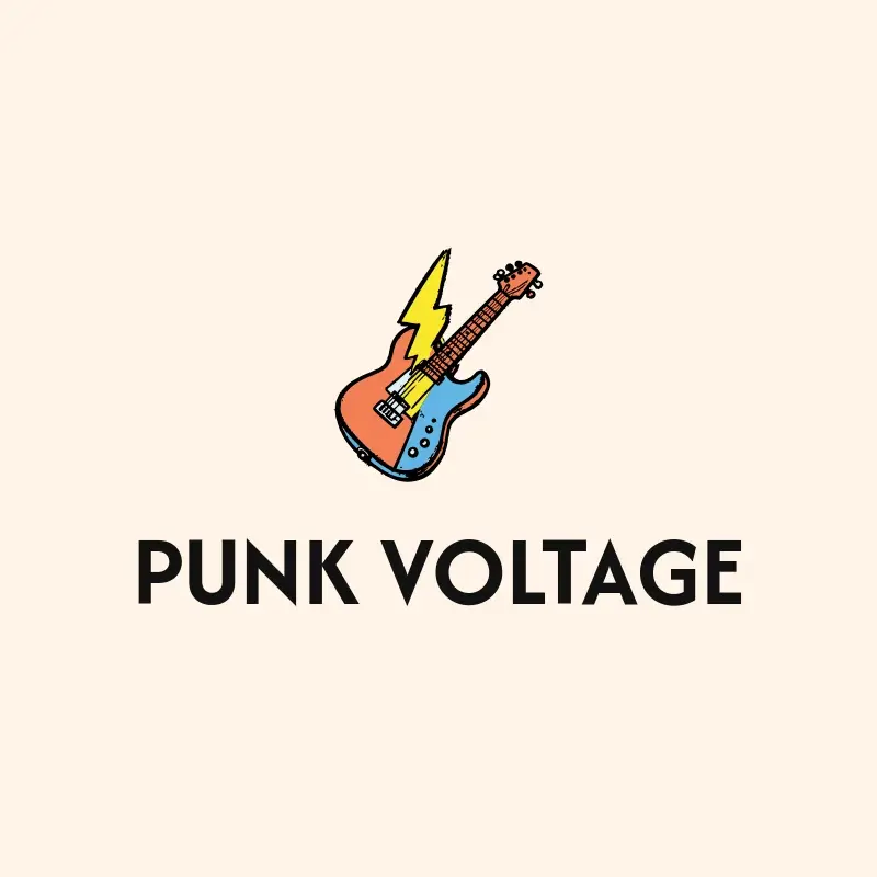 The music brand name Punk Voltage as a branded logo with a color icon