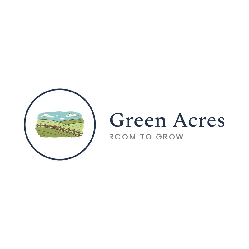 The farm name Green Acres as a branded logo in an illustration style