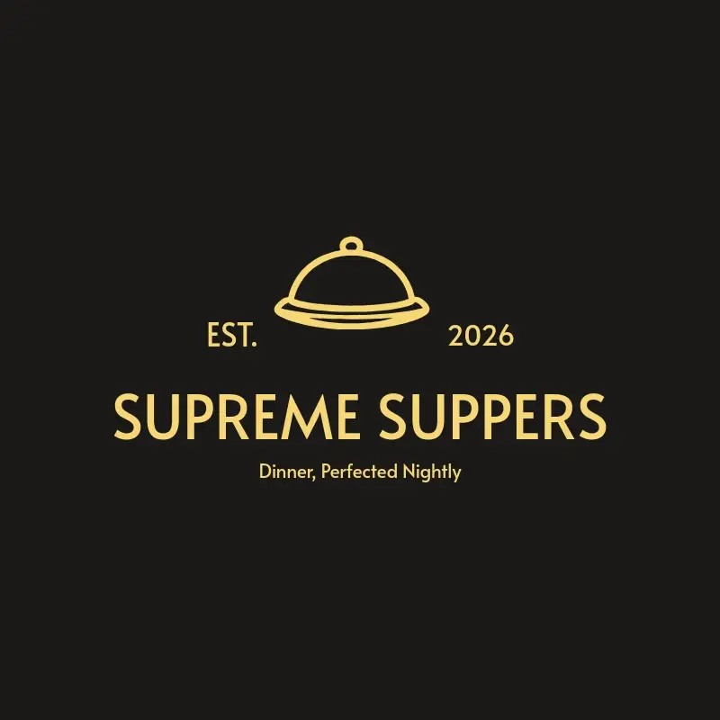 The catering name Supreme Suppers as a branded logo with a single color icon