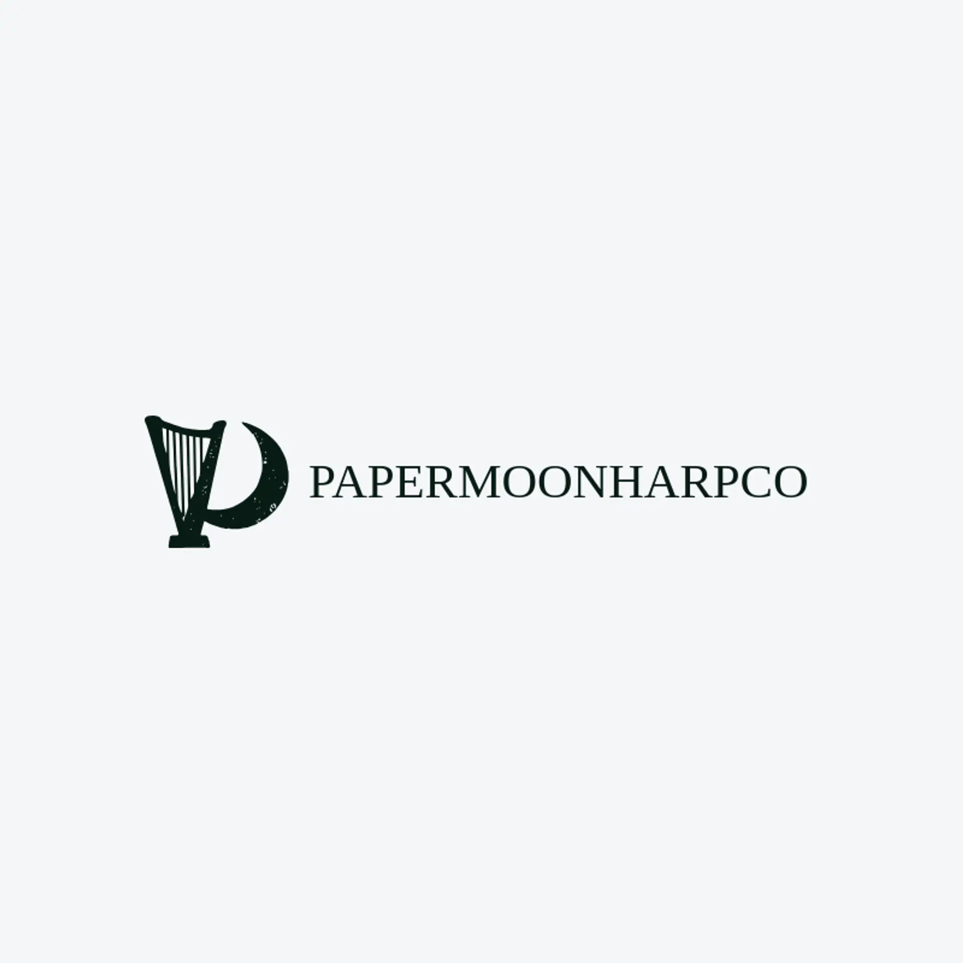 Paper Moon Harp Co logo for harp