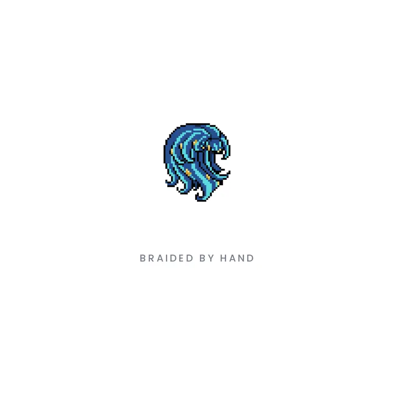 Flowing waves of hair, a hair salon logo in a pixel style