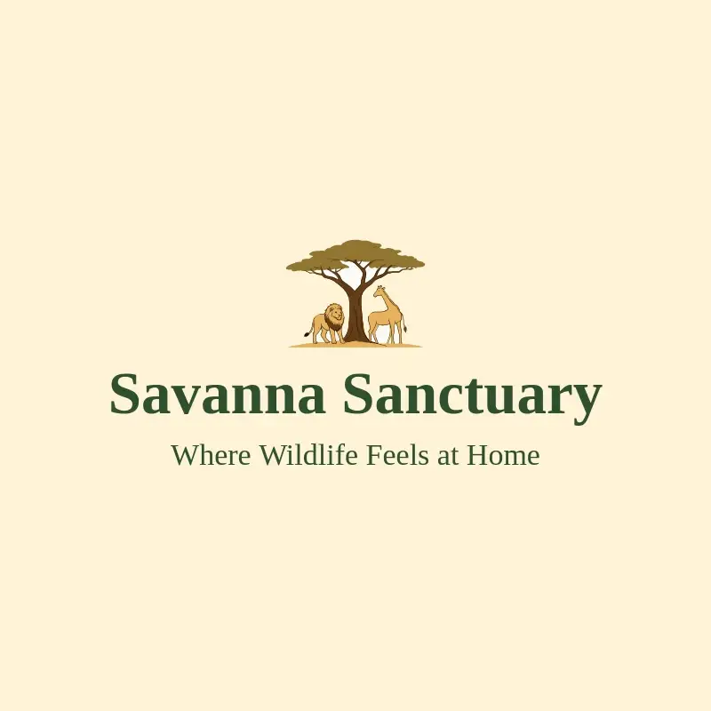 The zoo name Savanna Sanctuary as a branded logo with a color icon