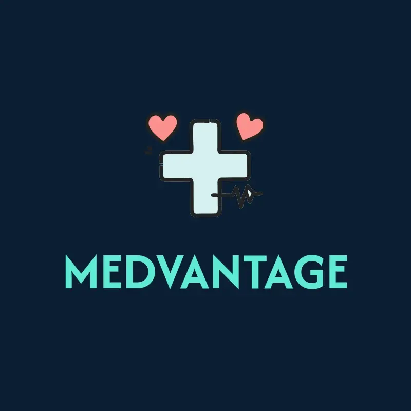 The medical practice name MedVantage as a branded logo with a color icon