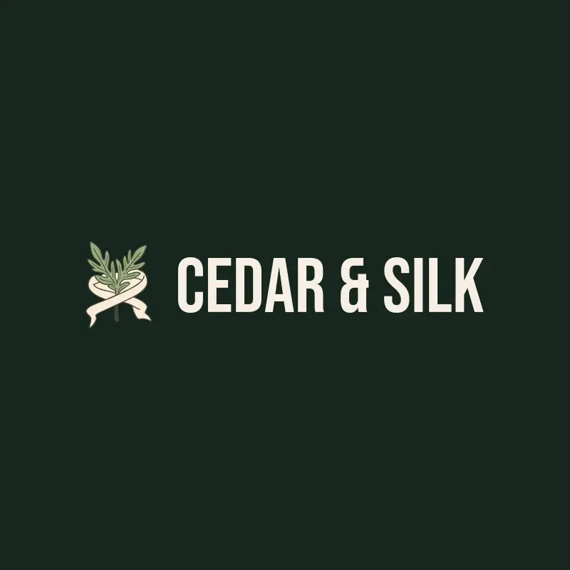 The product name Cedar & Silk as a branded logo with a color icon