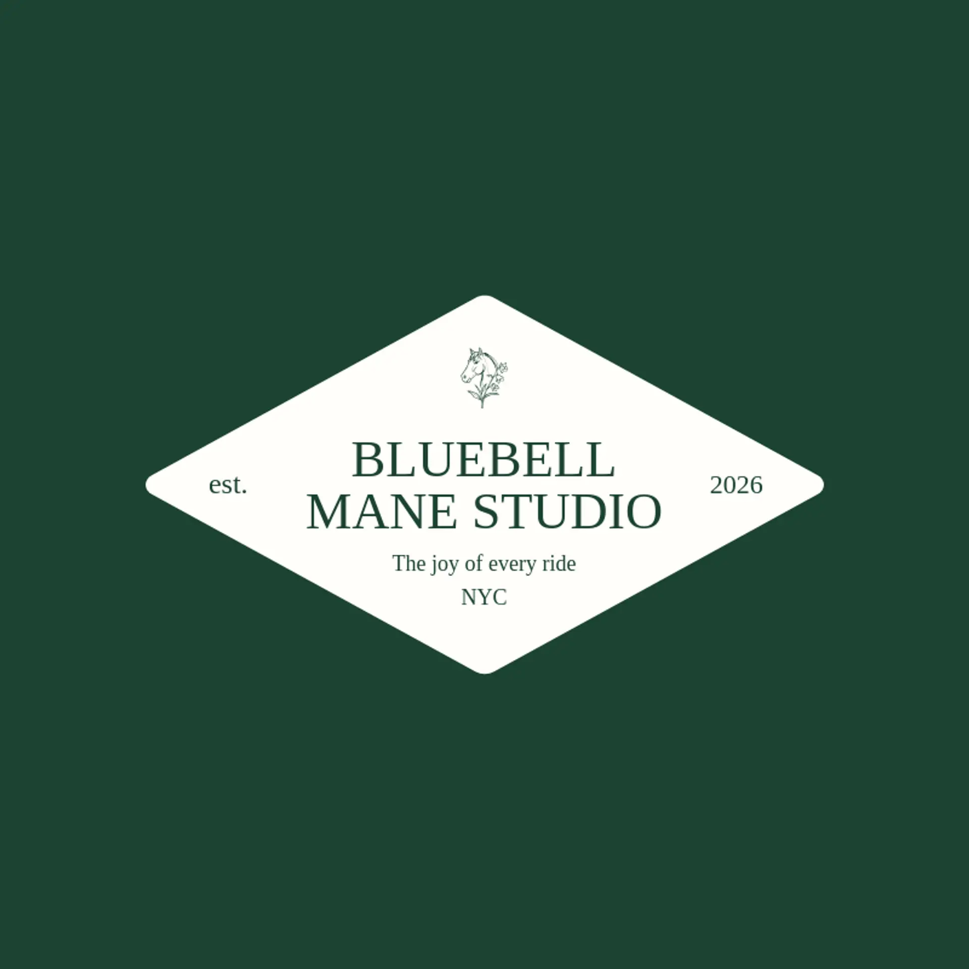 Bluebell Mane Studio logo for horse head