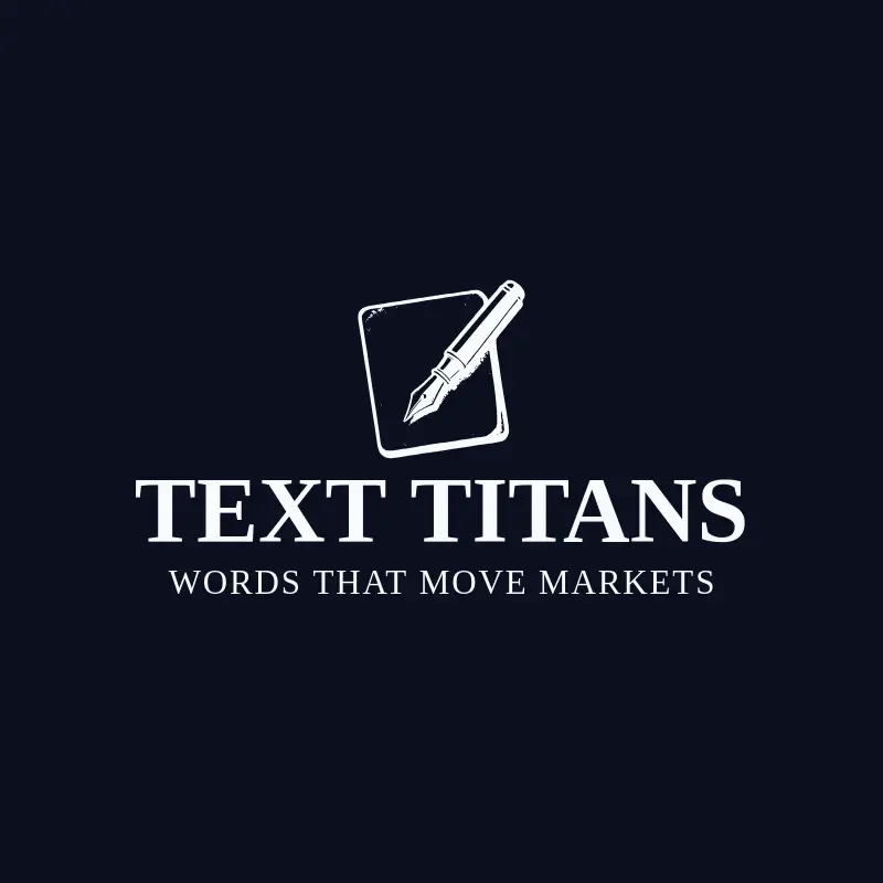 The copywriting business name Text Titans as a branded logo with a single color icon