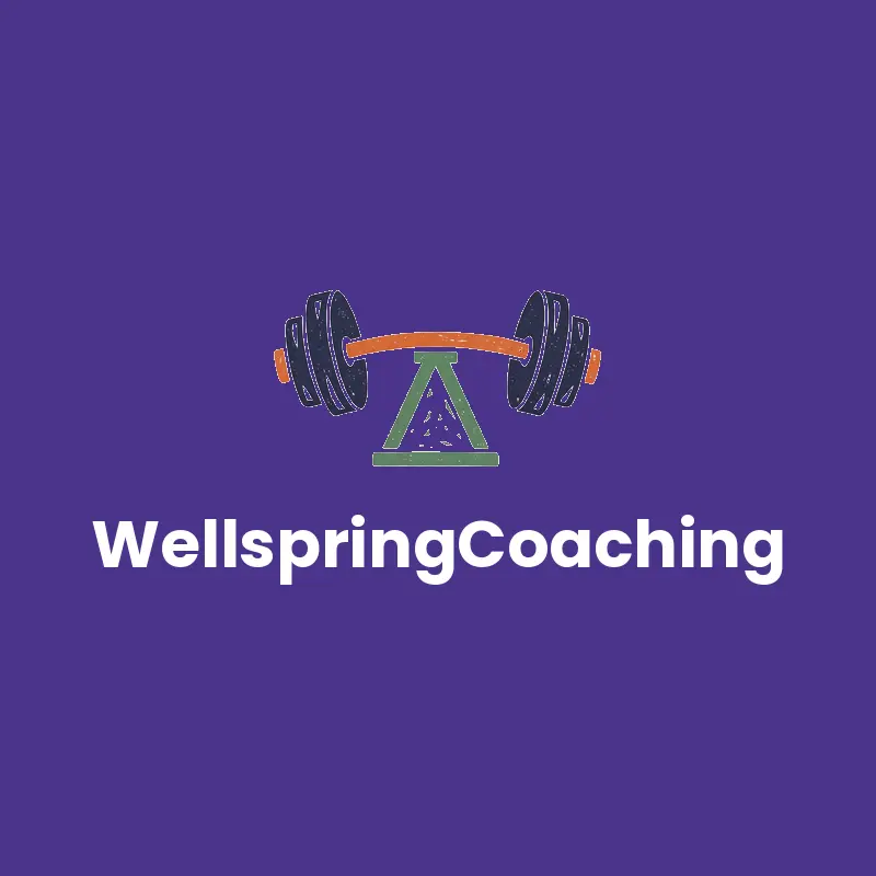 Linocut balanced barbell strength coaching logo for WellspringCoaching