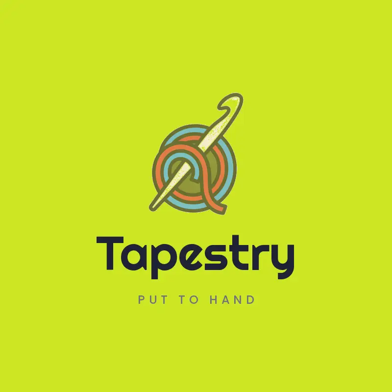 Crochet hook and yarn craft logo