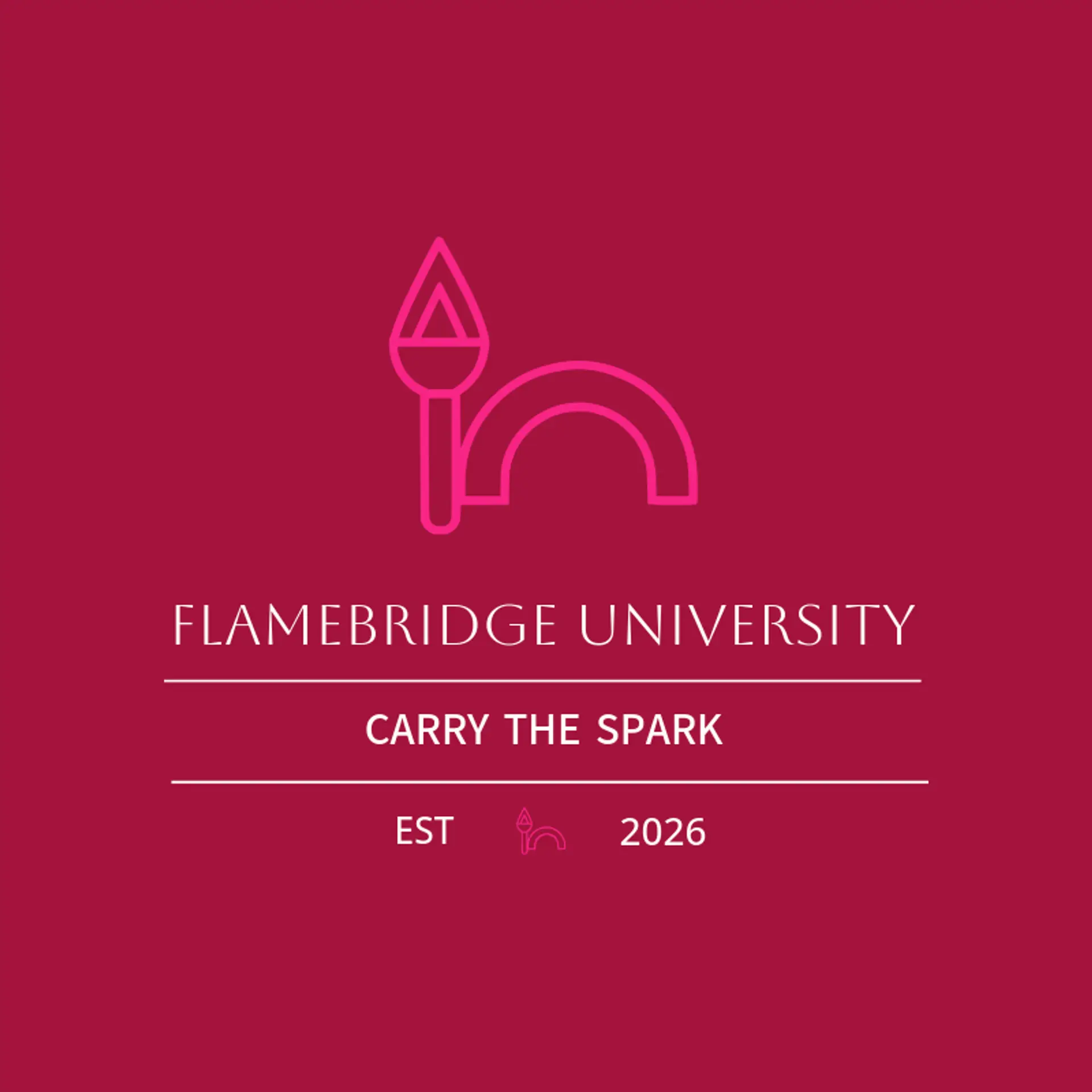 Flamebridge University logo for university