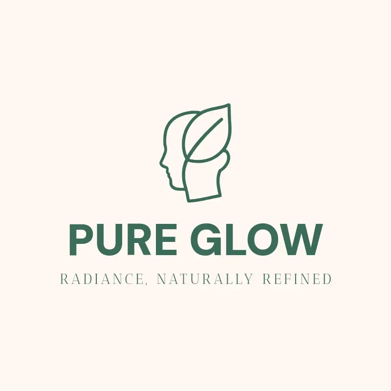 The beauty business name Pure Glow as a branded logo with a single color icon