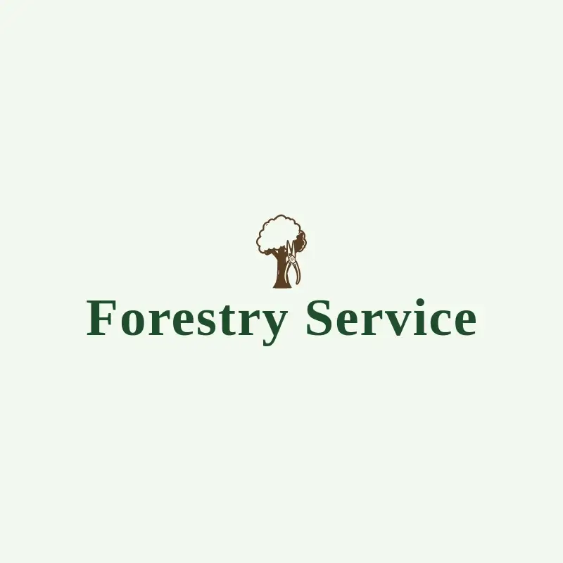 The tree trimming company name Forestry Service as a branded logo with a color icon