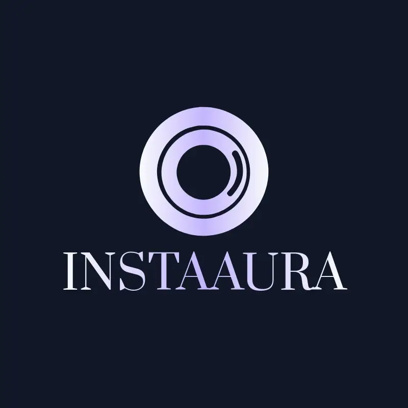 The Instagram name InstaAura as a branded logo with a single color icon
