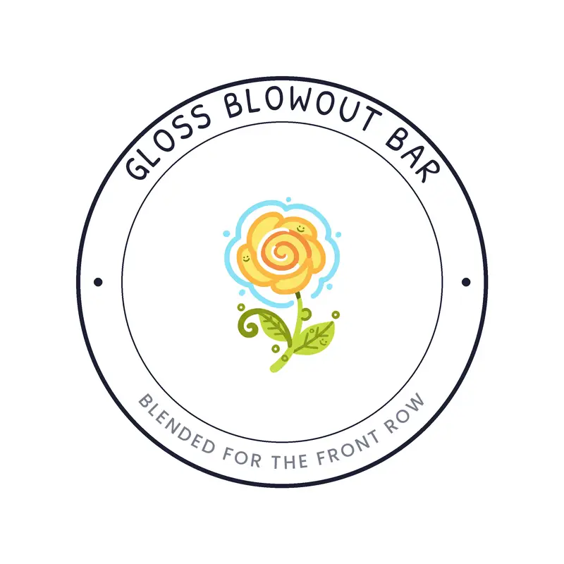 A glowing flower bloom, a beauty salon logo in a playful style