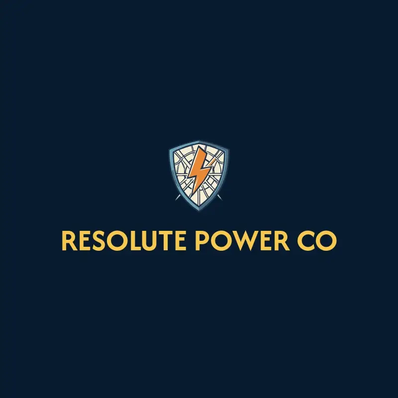 The electrical name Resolute Power Co as a branded logo with a color icon
