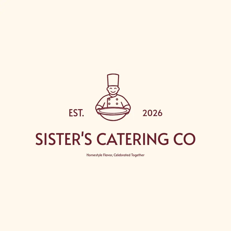 The catering name Sister's Catering Co as a branded logo with a single color icon