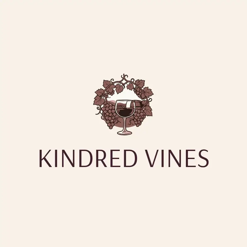 The winery name Kindred Vines as a branded logo with a color icon