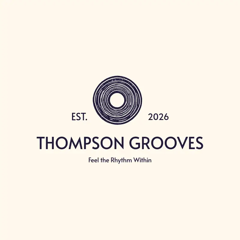 The stage name Thompson Grooves as a branded logo with a single color icon