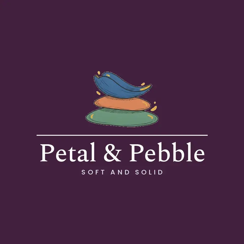 The Etsy shop name Petal & Pebble as a branded logo in an illustration style