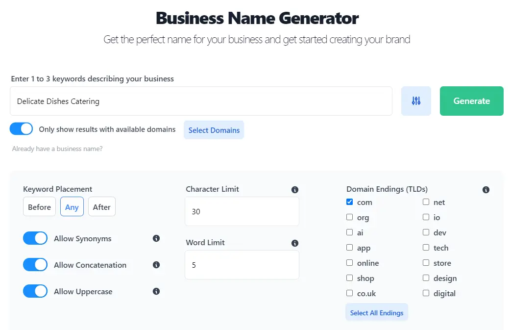 Catering Business Name Generator