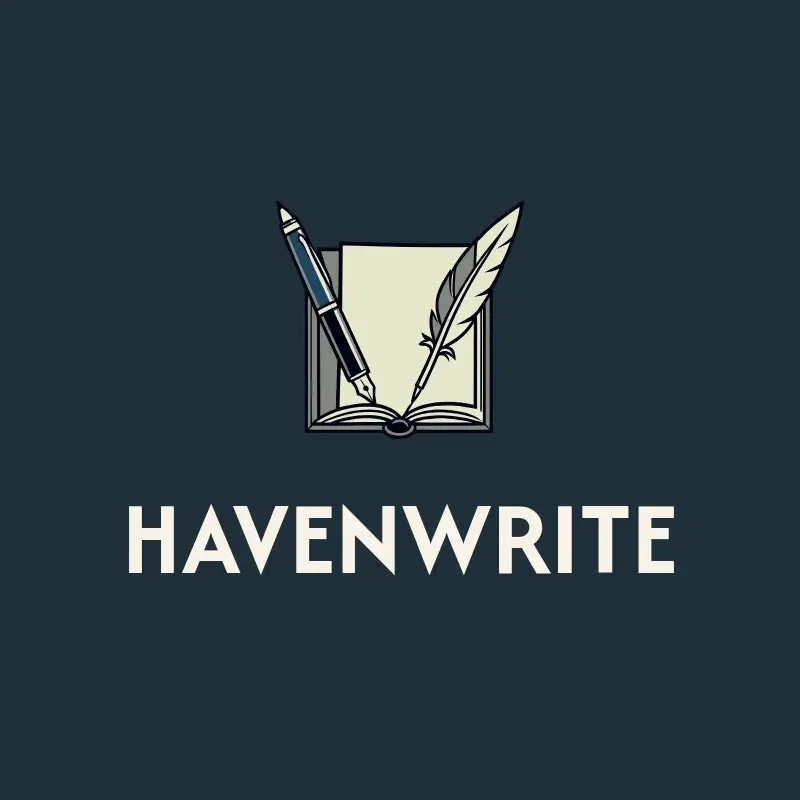 The pen name Havenwrite as a branded logo with a color icon