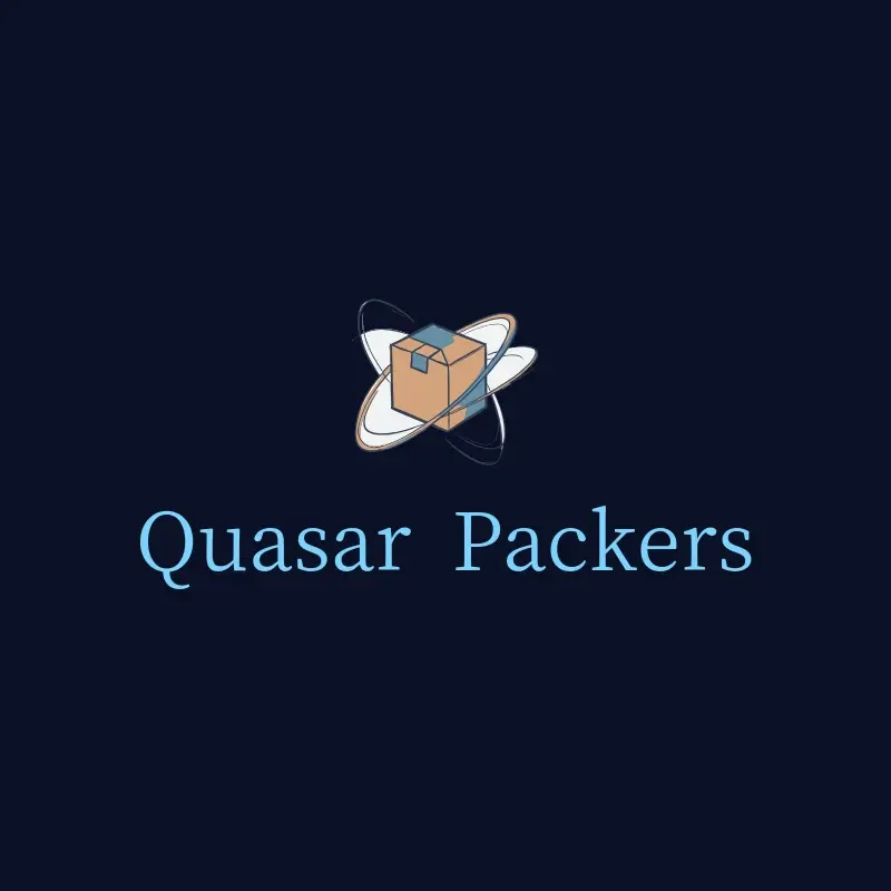 The moving company name Quasar Packers as a branded logo with a color icon