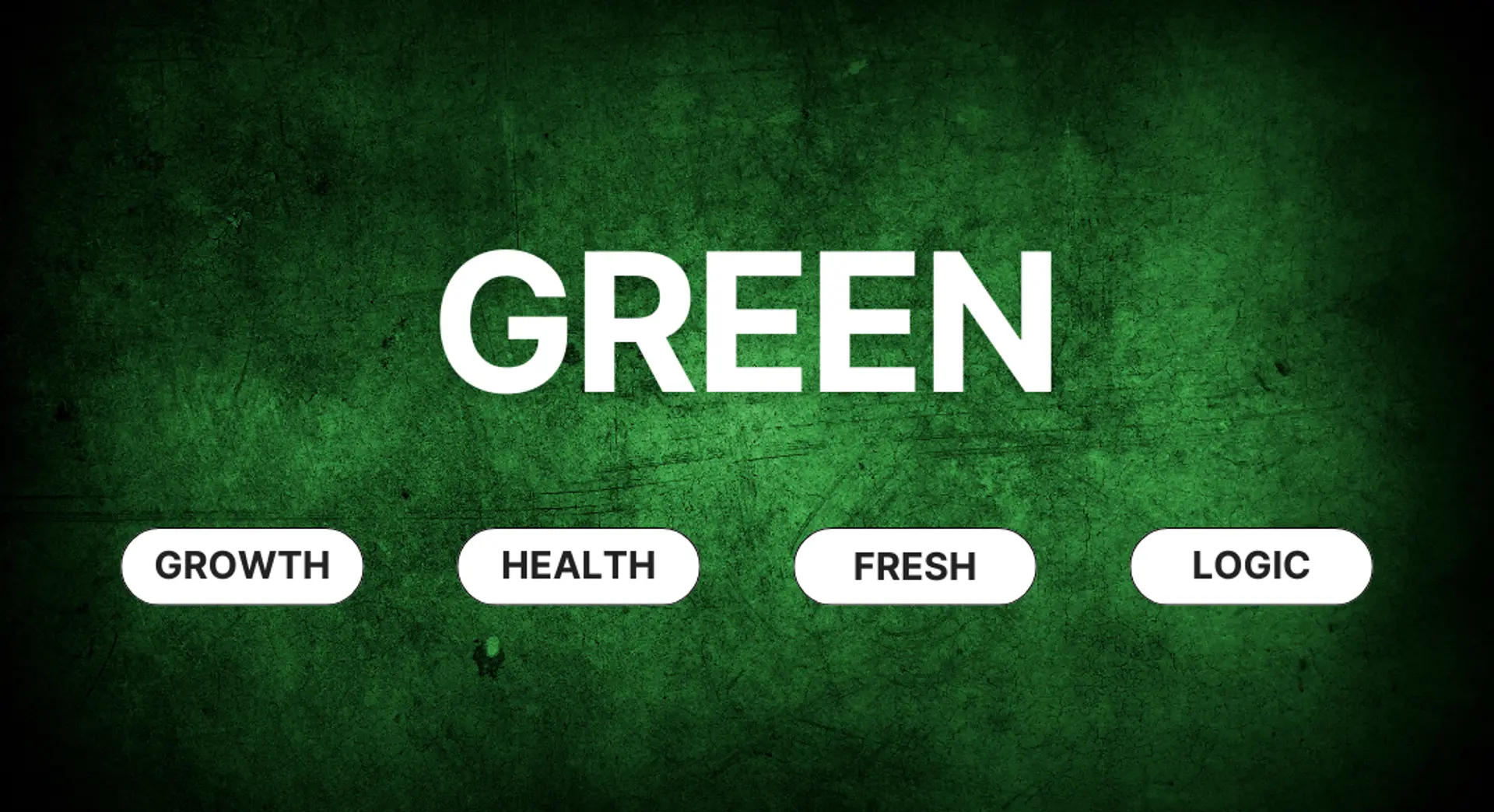 Green color psychology with meanings: growth, health, fresh, logic