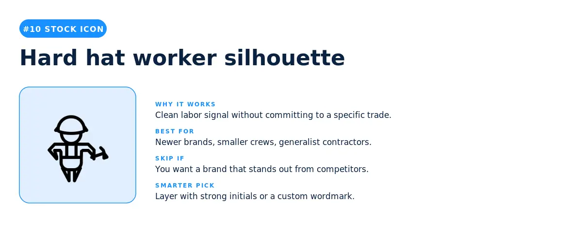 Hard hat worker silhouette stock construction logo icon