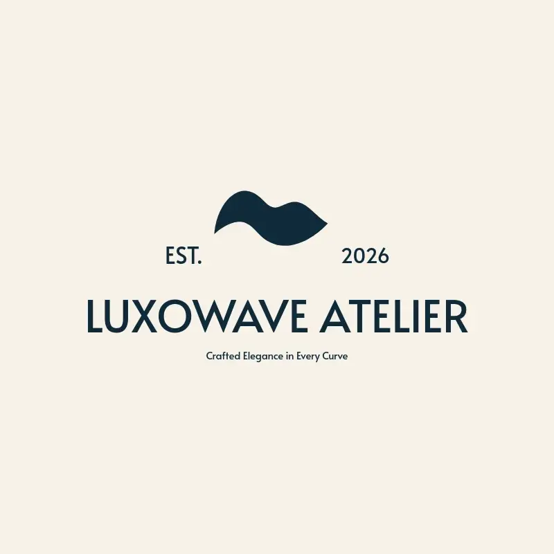 The streetwear name Luxowave Atelier as a branded logo with a single color icon