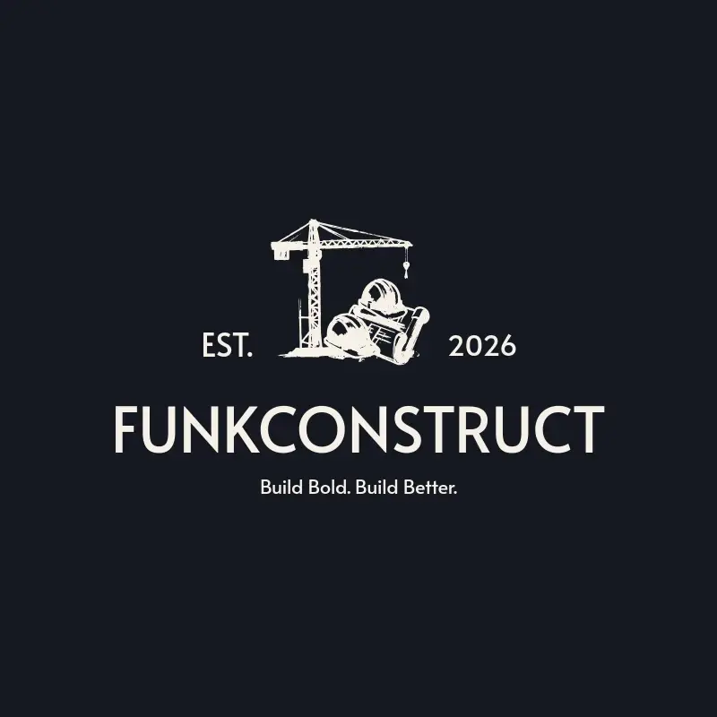 The construction company name FunkConstruct as a branded logo with a single color icon
