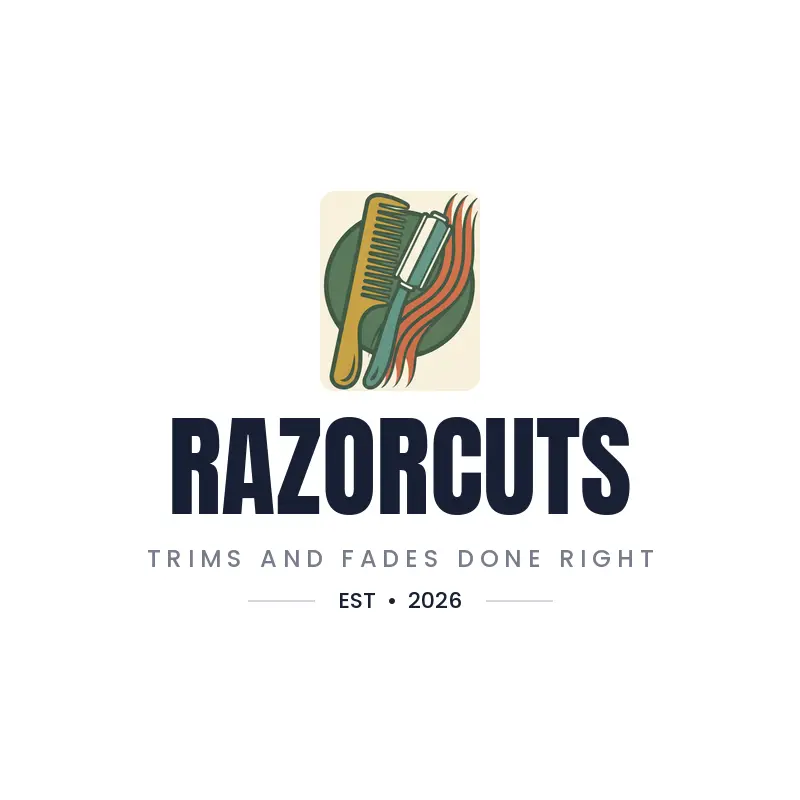 A one color comb and razor fade logo on a white background.