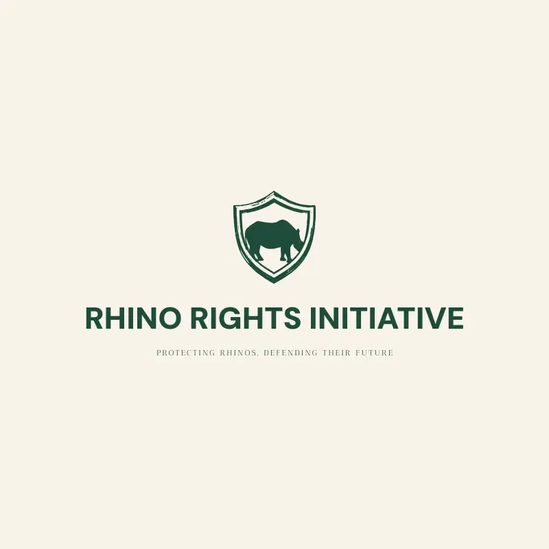 The charity name Rhino Rights Initiative as a branded logo with a single color icon