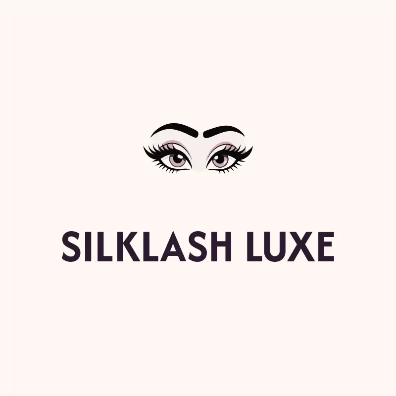 The lash name SilkLash Luxe as a branded logo with a single color icon