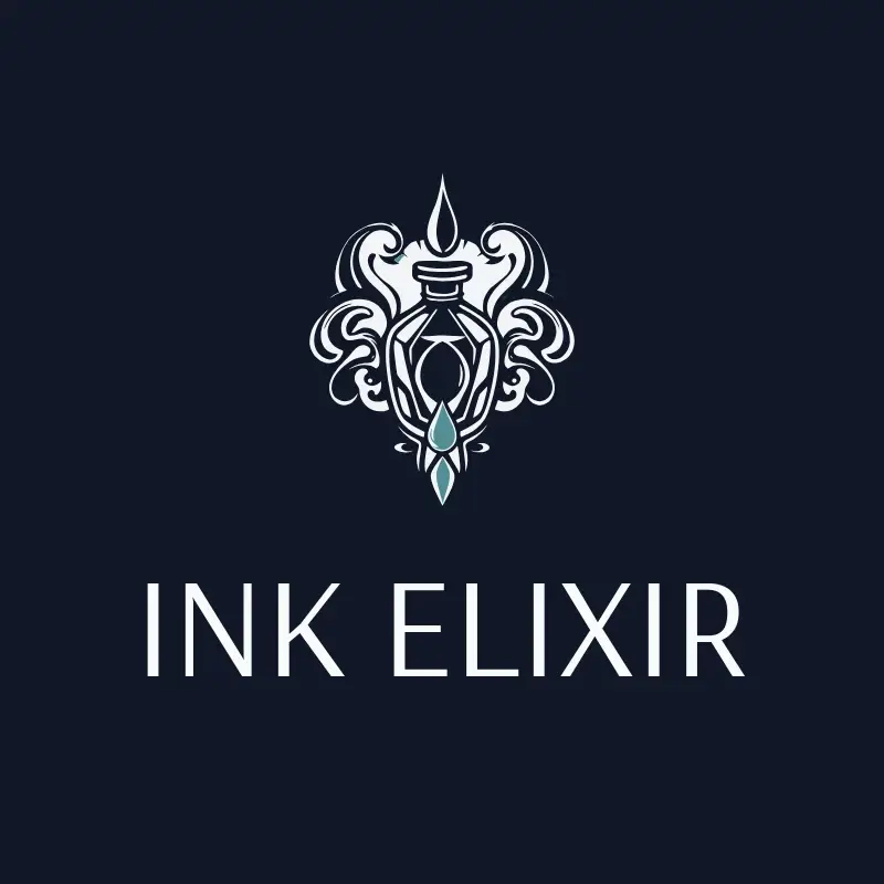 The tattoo shop name Ink Elixir as a branded logo with a single color icon