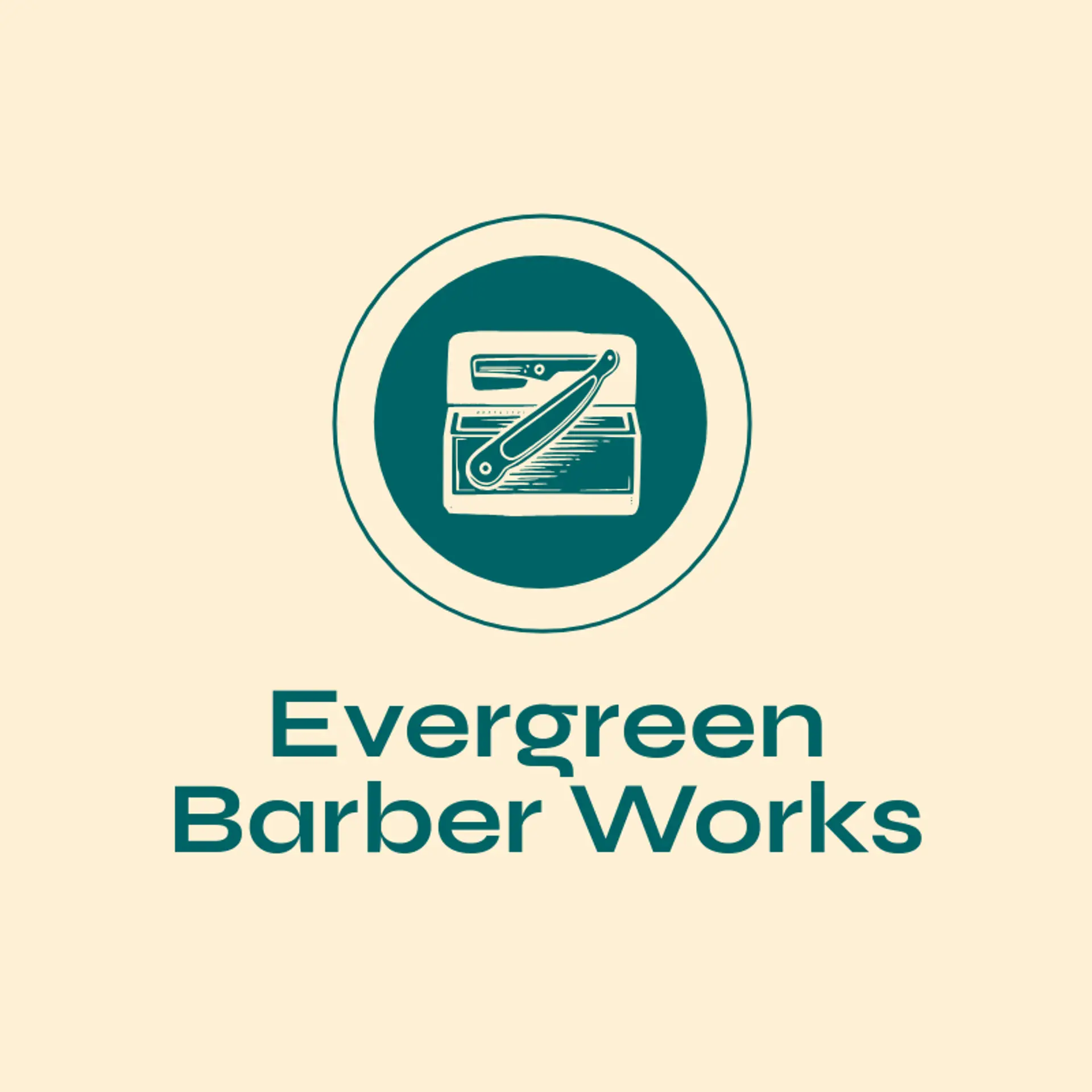 Evergreen Barber Works logo for razor