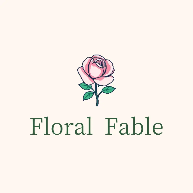 The flower shop name Floral Fable as a branded logo with a color icon