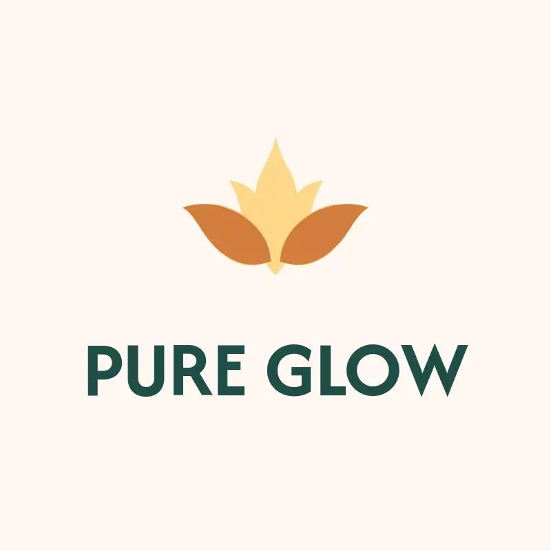 The soap business name Pure Glow as a branded logo with a color icon