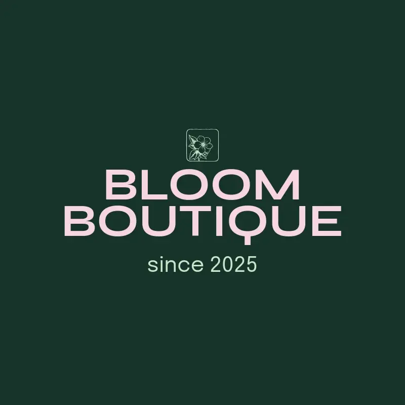 The flower shop name Bloom Boutique as a branded logo with a single color icon