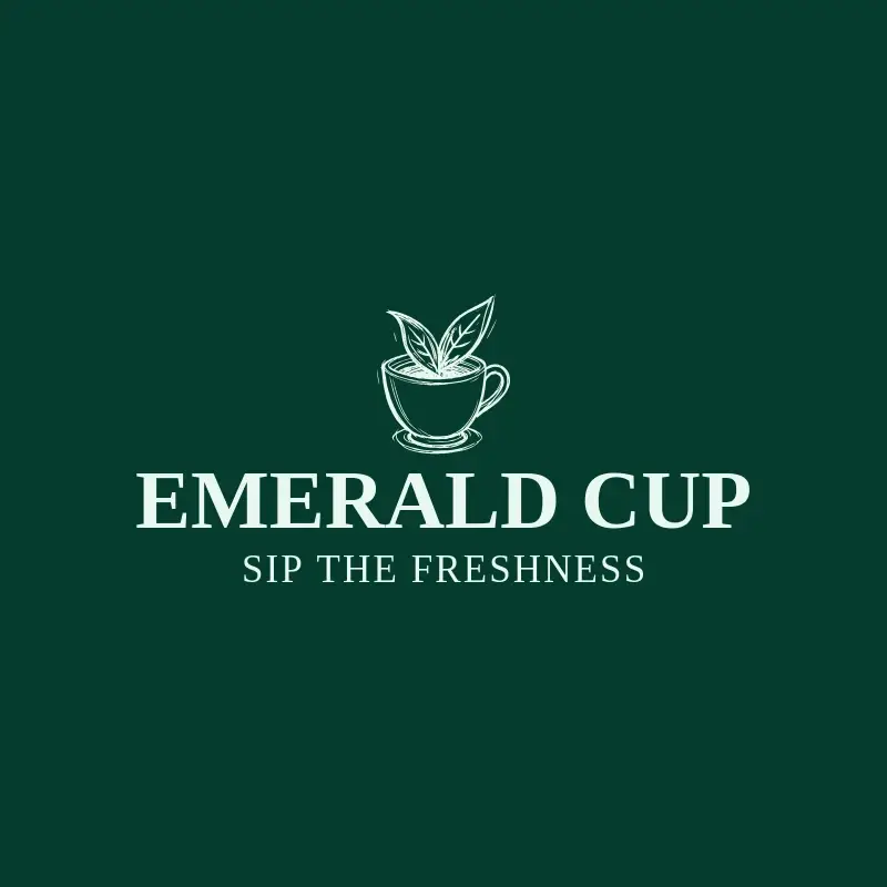 The drink name Emerald Cup as a branded logo with a single color icon