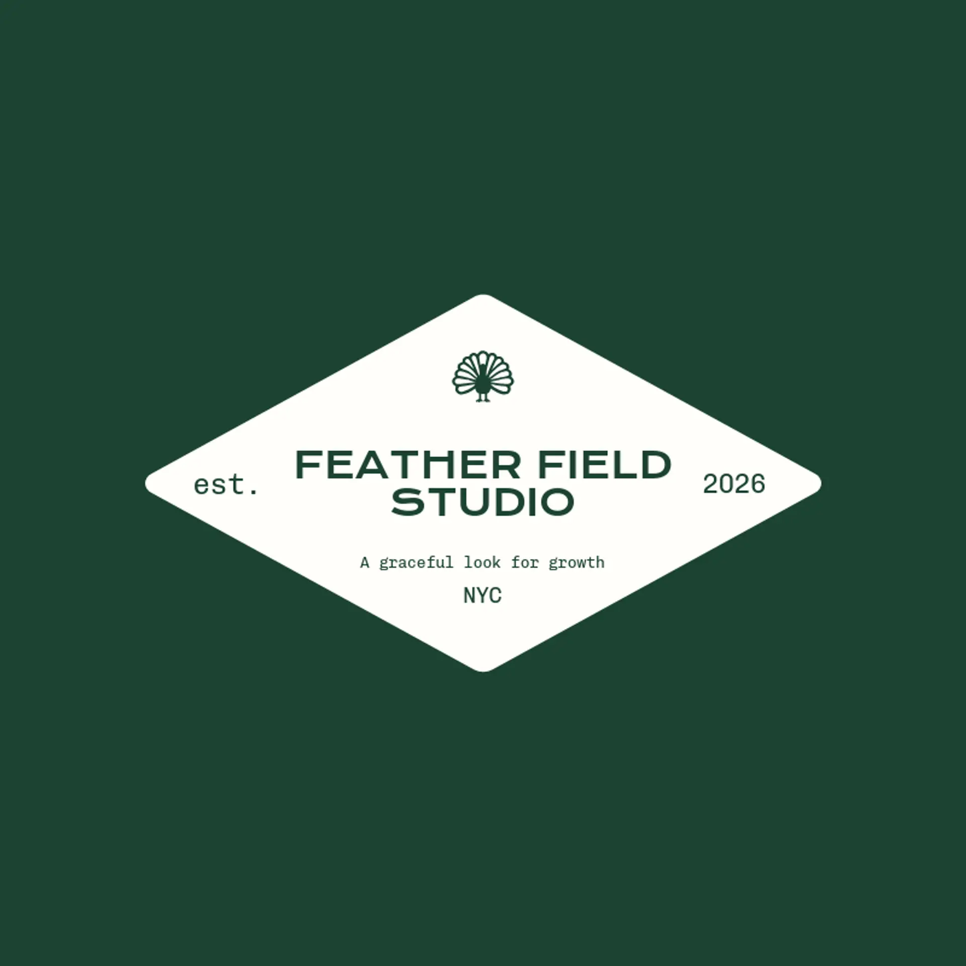 Feather Field Studio logo for peacock