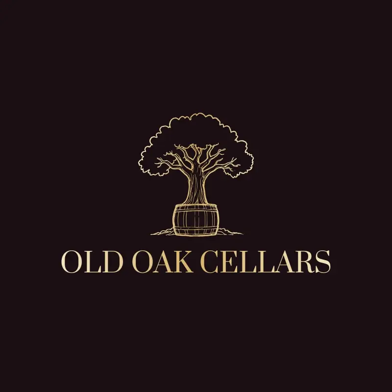 The winery name Old Oak Cellars as a branded logo with a single color icon