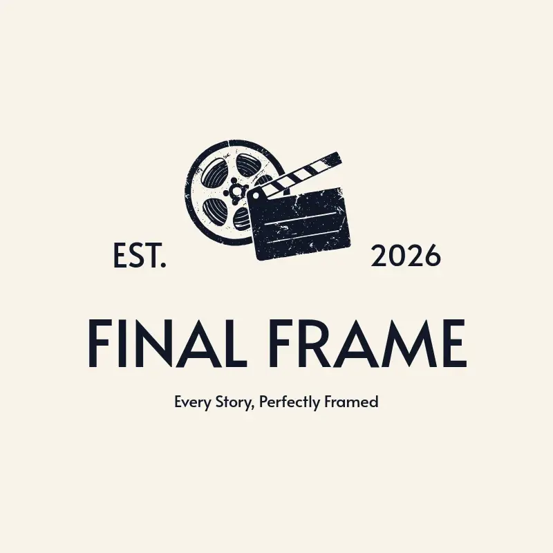 The movie name Final Frame as a branded logo with a single color icon
